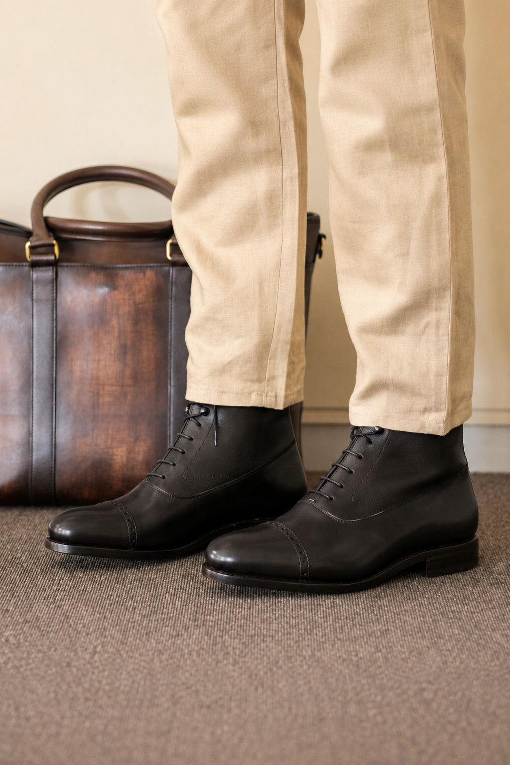Dark Brown Balmoral Boot Dark Red Sole