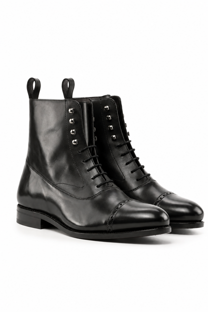 Dark Brown Balmoral Boot Dark Red Sole