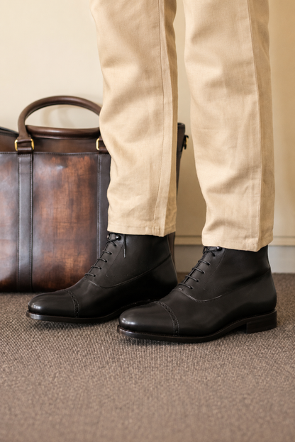 Dark Brown Balmoral Boot Dark Red Sole