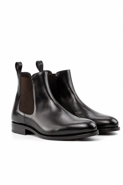 Black Chelsea Boot Dark Red Sole