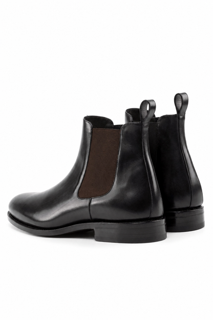 Black Chelsea Boot Dark Red Sole