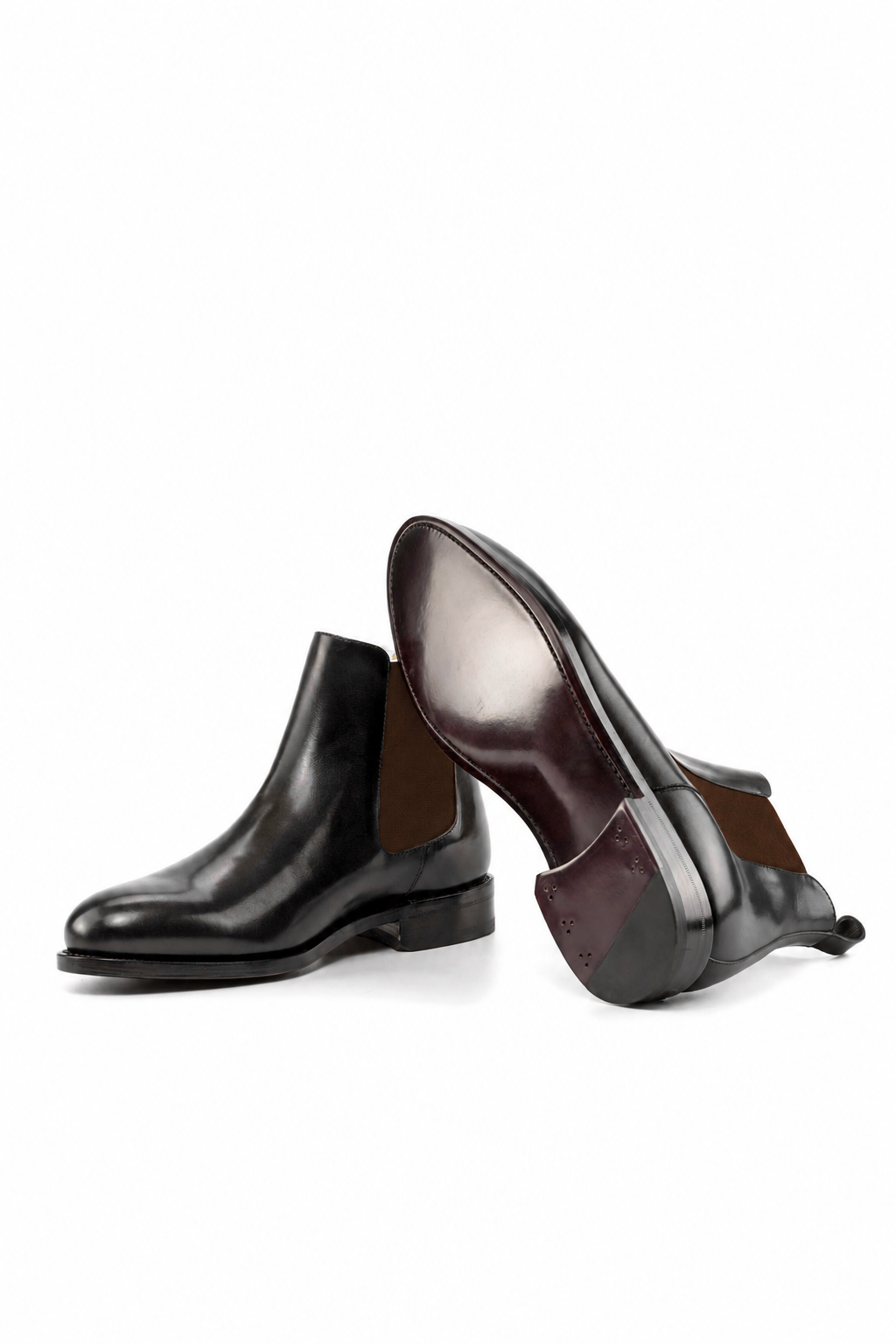 Black Chelsea Boot Dark Red Sole