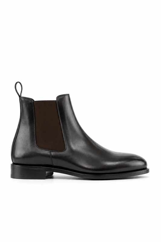 Black Chelsea Boot Dark Red Sole