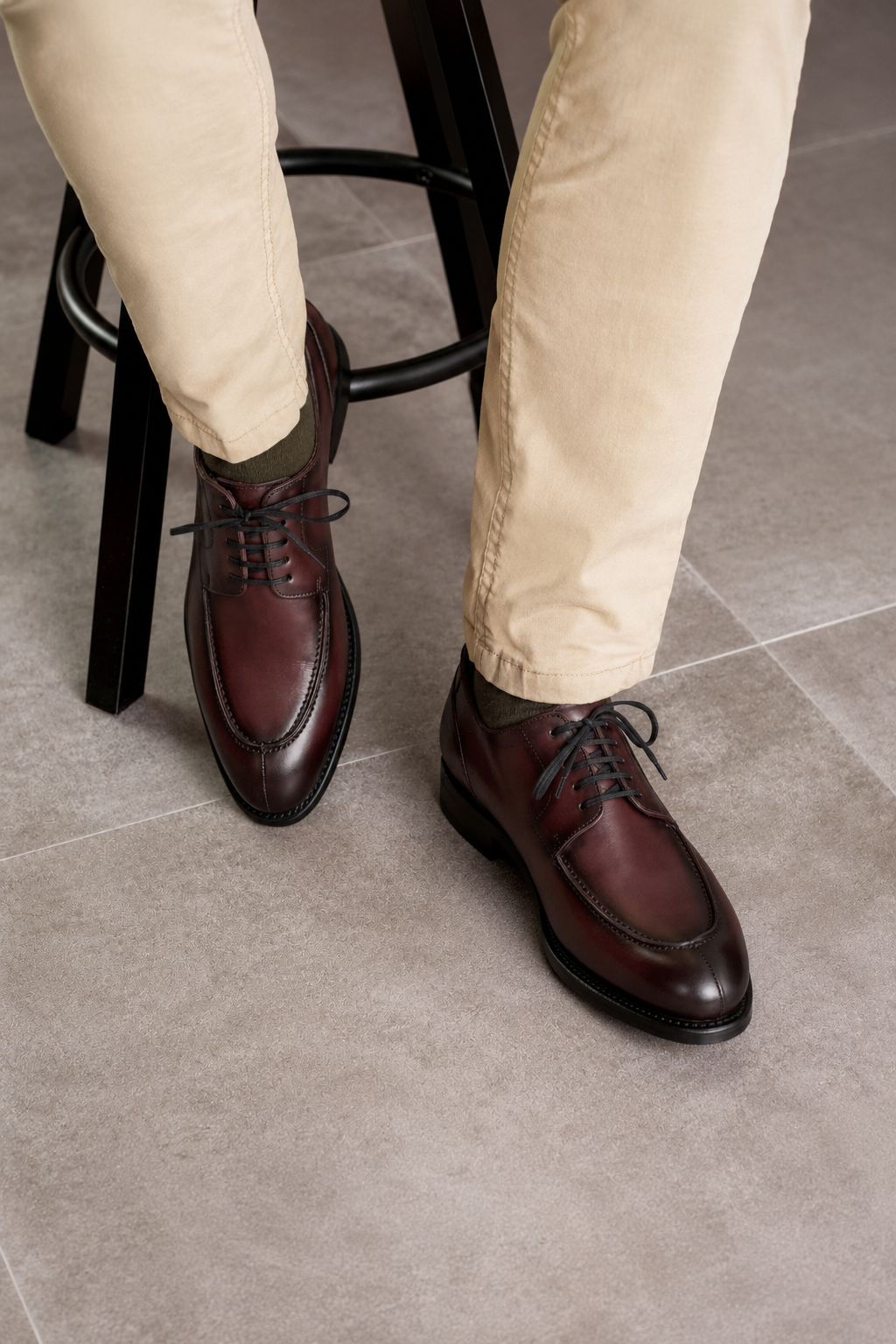 Dark Red Derby Split Toe