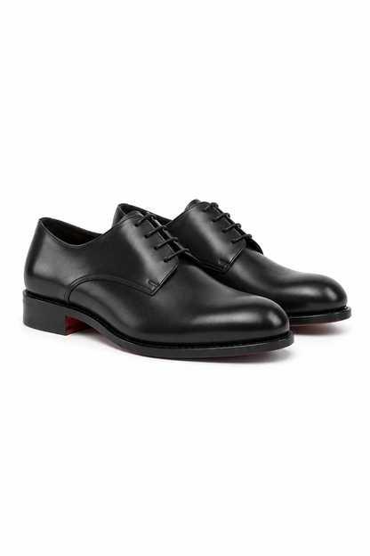 Black Derby Dark Red Sole