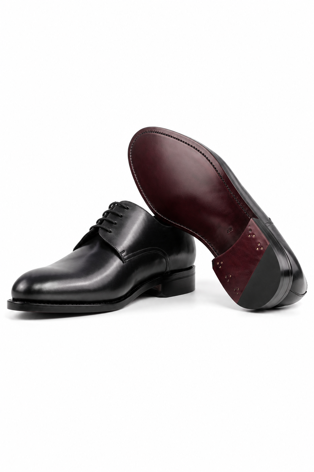 Black Derby Dark Red Sole