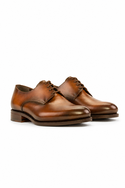 Cognac Plain Derby Mixed Sole