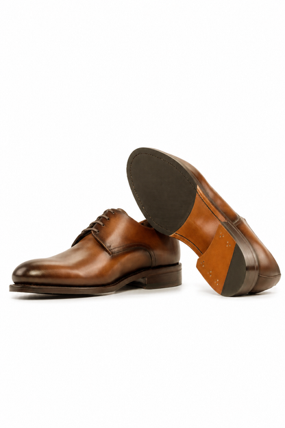Cognac Plain Derby Mixed Sole