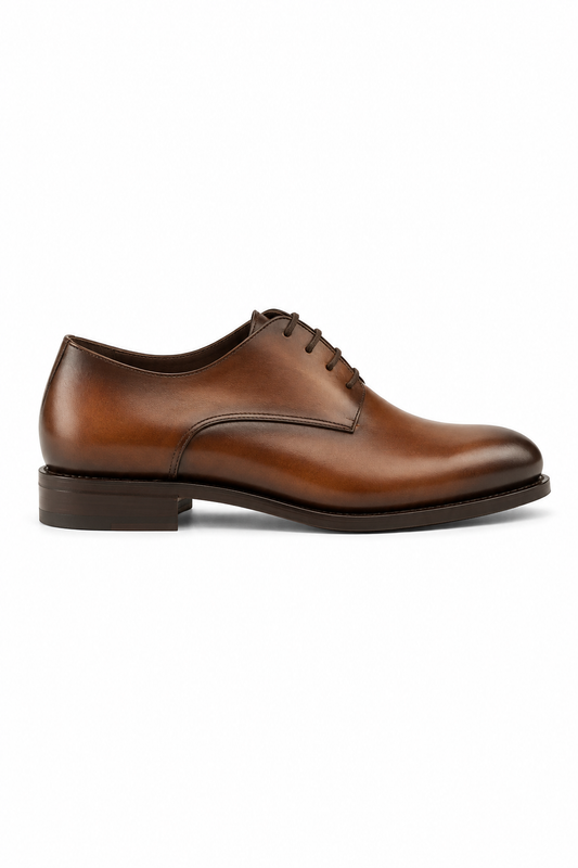 Cognac Plain Derby Mixed Sole