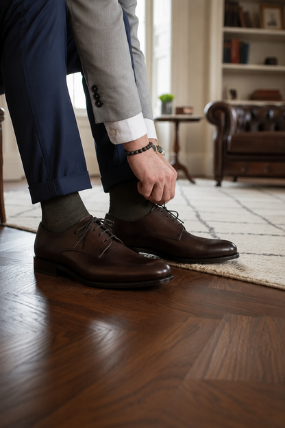 Brown Plain Derby Green Sole