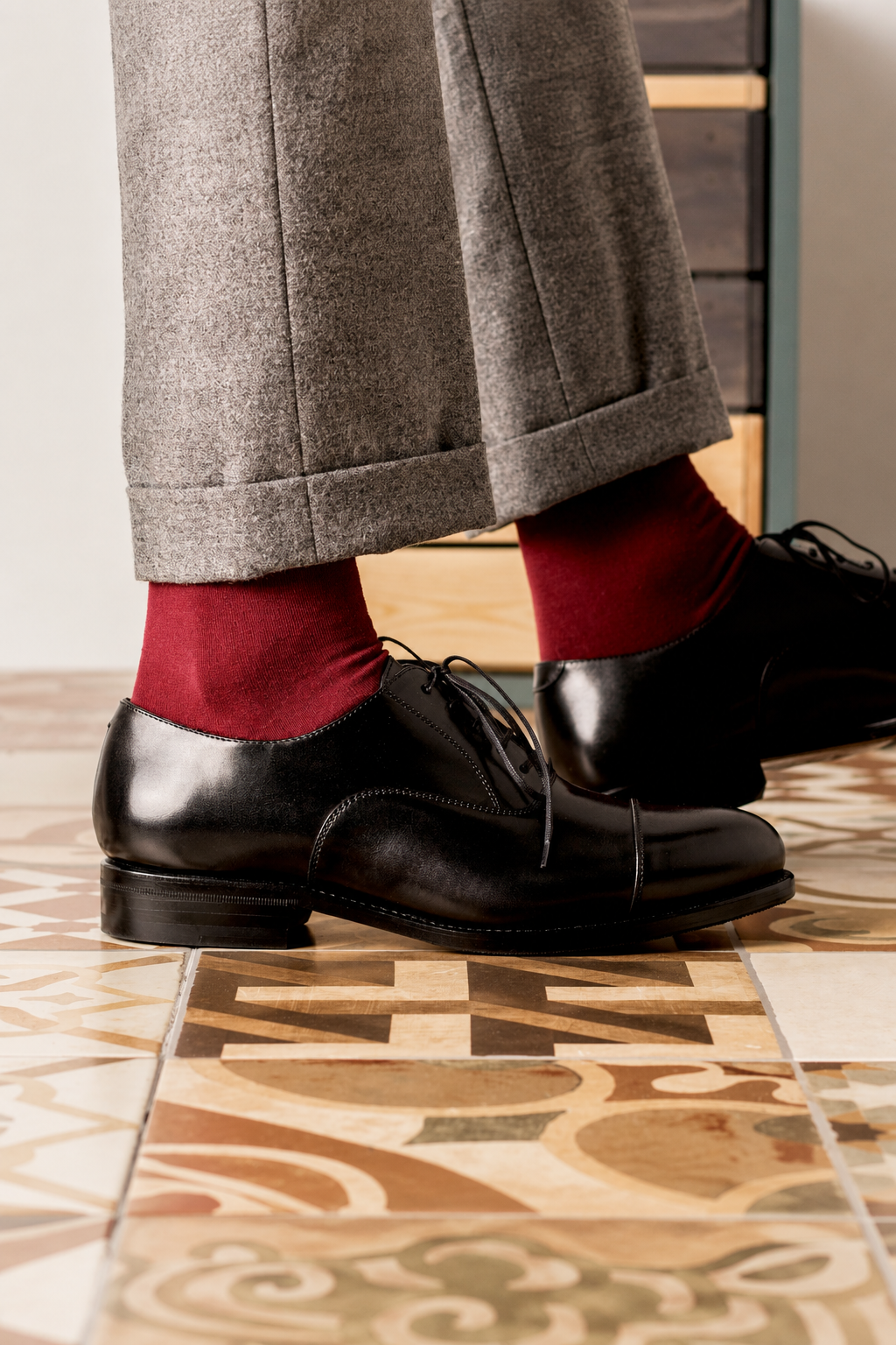 Black Oxford Cognac Mixed Sole